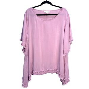 Ancology Womans Plus Size Boho Style Pullover Pink 100% Viscose Blouse Sz 18/20